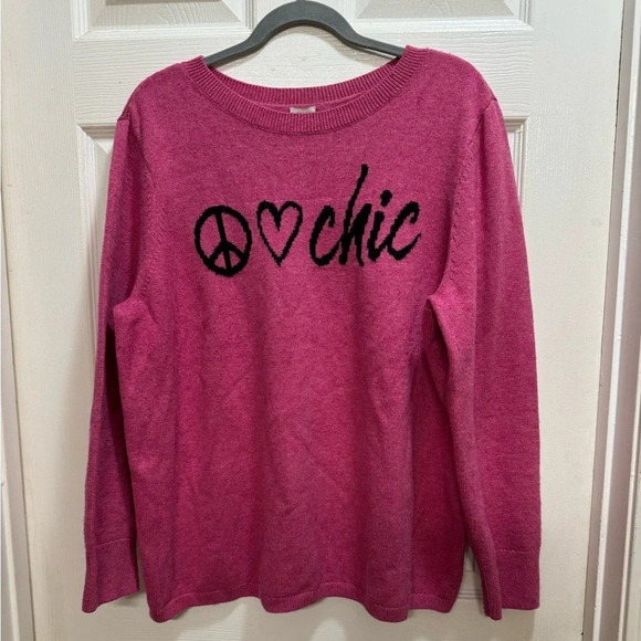 Chicos Cashmere-Blend Peace Love Chic Sweater Long Sleeve Soft Cozy Size 3 US XL - Picture 1 of 13